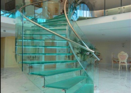glass railing curved staircase