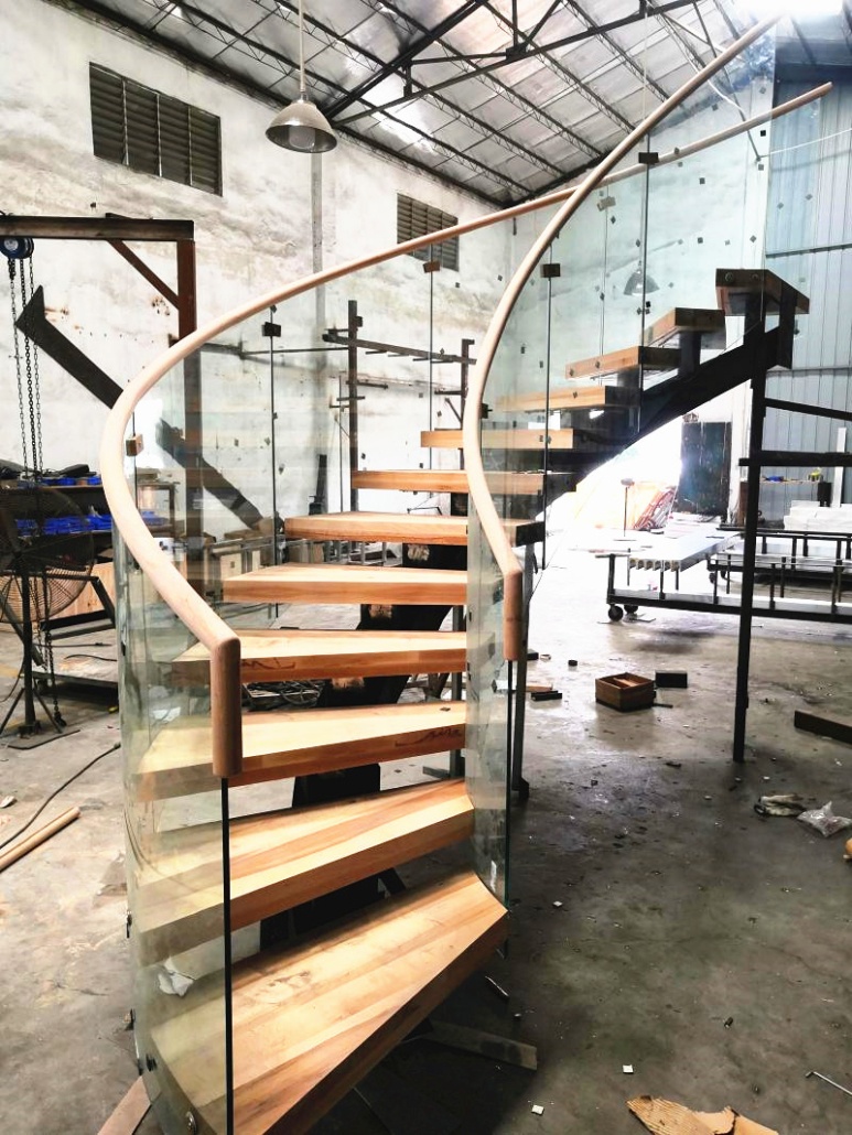 Glass Railing Open Stringer Sided stringer staircase with glass railing - China staircase ...
