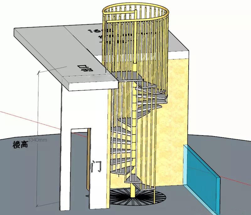 3d drawing for 304bird cage staircase case study image-stainless steel titanium gold staircase